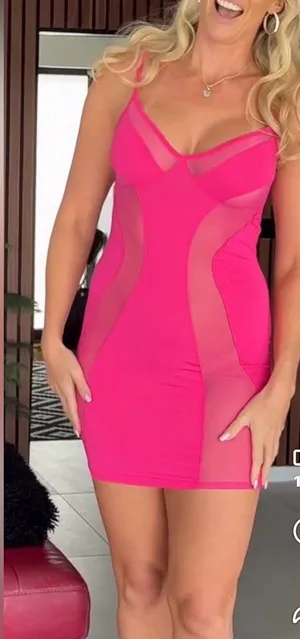 Hot Pink Mesh‎ Panel Mini Dress thumbnail 1
