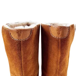 Frye Gemma Tall Shearling Boots Suede and Leather Cognac Size 8.5 thumbnail 10