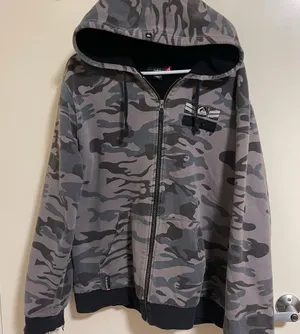 Quicksilver Vintage Y2K Sherpa Lined Hoodie Grey Camo Camouflage Men's Size Med thumbnail 1