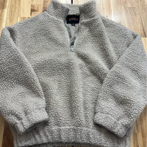 Ambiance Outerwear Beige Sherpa Fleece Half Zip Pullover Sweatshirt Size S thumbnail 1