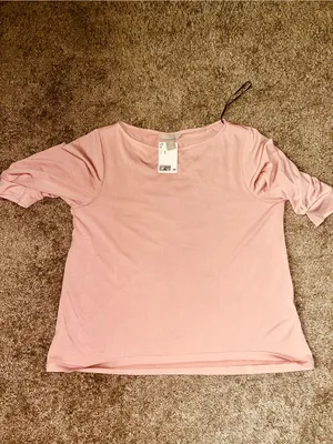 H&M Blush Pink Short Sleeve Scoop Neck Top NWT thumbnail 2