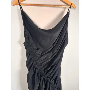 NWT Abercrombie & Fitch Midi Dress Womens M Black Ruched Cowl Neck Asymmetrical thumbnail 2