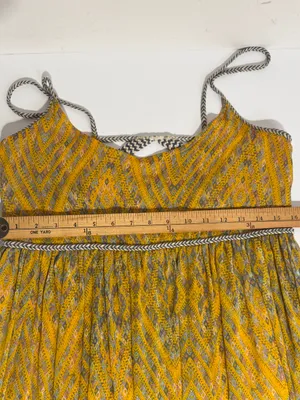 Free People Periscope Yellow Printed Sundress Spaghetti Strap Boho women’s Sz XS thumbnail 6