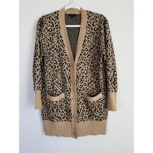 J.Crew Leopard V Neck Merino Wool‎ Blend Cardigan Sweater Womens Size S Preppy thumbnail 10