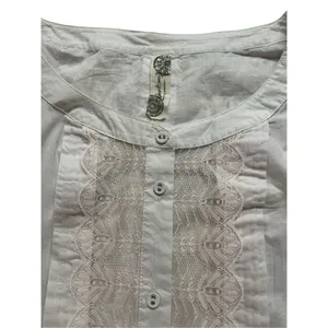 Anthropologie top by Free People pale punk blouse with lace & pleat accents sz L thumbnail 4