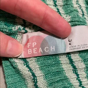 FP Beach Teal Green Knit Cropped Halter Top with Ties thumbnail 2