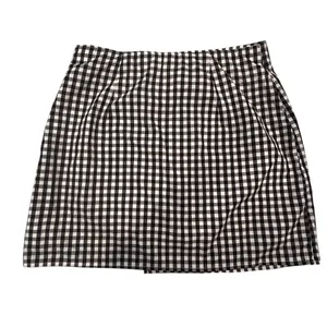 Hollister Poplin Gingham Mini Skirt Women's Medium Black White Checks‎ Preppy thumbnail 7