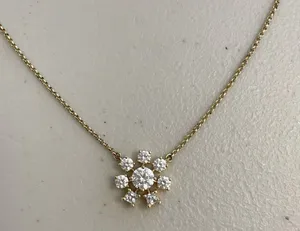 Swarovski Gold and Crystal Flower Pendant 18” thumbnail 1