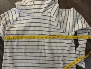 Y2K MAX & MIA Women Striped Waffle Knit Hoodie Cream M thumbnail 5