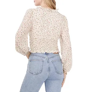 Women's 1.State Rosettes Printed Smocked Waist Top NWT size 2X Cottage Boho Core thumbnail 2