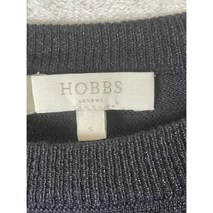 Hobbs London Black Glitter Star Crewneck Sweater Pullover Size Small Metallic thumbnail 5