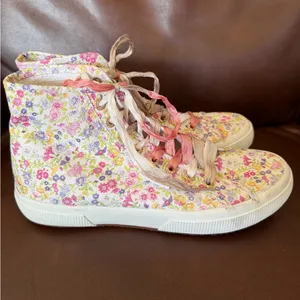 Love Shack Fancy X Superga Canvas Floral Hi Top Sneakers thumbnail 3