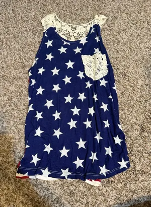 Women’s rue 21 patriotic 4th of July Stars and Stripes tank top. Size large thumbnail 1