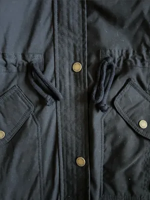 Hollister Black Trench Coat with Faux-Fur Hood thumbnail 4