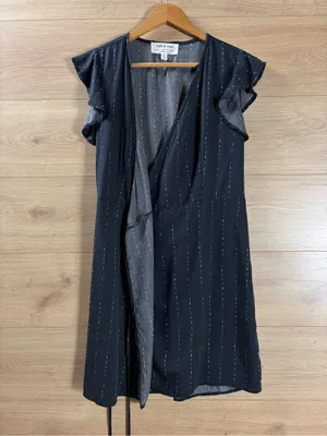 Anthropologie Black Mini Wrap Dress XS thumbnail 5