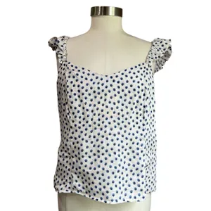 H&M Linen Blend Polka Dot Blouse White Lightweight‎ Summer Casual Chic Sz L thumbnail 2