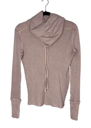 Free People We The Free Thermal Top Womens Medium Mauve Excellent Cowl Neck Knit thumbnail 1