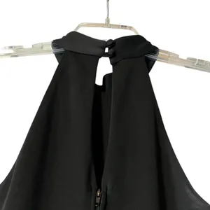 B. Darlin Maxi Dress Womens 6 Black Halter Beaded Chiffon Prom Formal Gown thumbnail 5