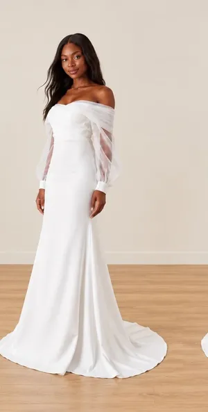 LULU's Long Sleeve Romantic Sexy Bridal Sophisticated Chic Elopement Gown thumbnail 1