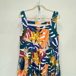 Boden Aubrey Cotton Midi Dress‎ Pockets Ivory Floral Leaf W0719 Sz 14 thumbnail 9