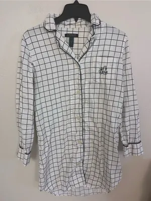 Lauren Ralph Lauren windowpane grid sleepshirt size small thumbnail 1