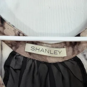 Shanley neutral tie dyed racerback sheer lightweight stretch high low tank top L thumbnail 3