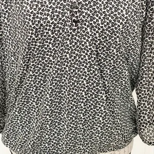 Loft Womens Blouse Sz Small Button Tied Front Pleated Boho Neutral Bohemian thumbnail 6