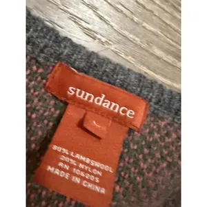 SUNDANCE L wool Blend‎ Cardigan Zip Front Gray Pink Round Neck thumbnail 4