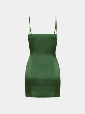 NWOT Sunday Best Shimmer Satin Dress - Emerald - 00 thumbnail 8