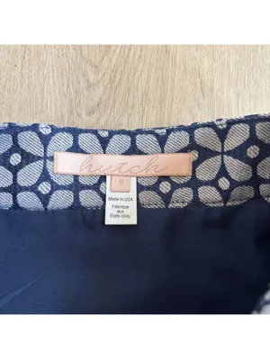 Anthropologie Hutch EUC Women's Blue White Geometric Print A-Line Skirt Size 0 thumbnail 3