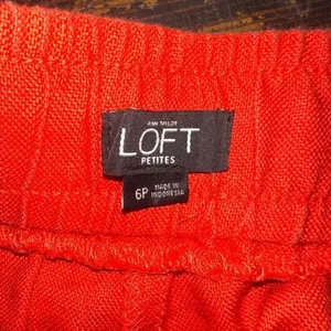 Loft linen red 6P cropped normcore beachy wide leg pants thumbnail 2