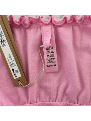 Skims Pointelle Logo Crop Top Bubblegum Size XL Off The Shoulder Colorful Celeb thumbnail 5
