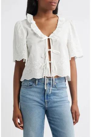 WAYF Eyelet Crop Top thumbnail 1