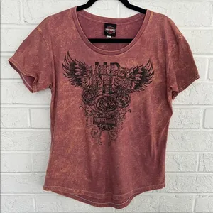 Harley-Davidson Pink Black Graphic Short Sleeve Tee thumbnail 1