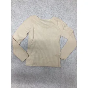 A New Day Womens XL Cream Ribbed Knit Long Sleeve Square Neck Top NWT thumbnail 3