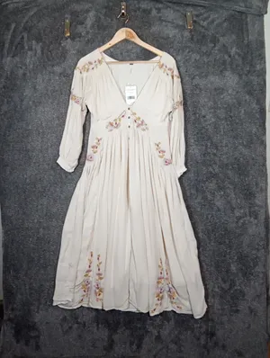 Free People Day Glow Embroidered Babydoll Dress Ivory Floral Boho Peasant thumbnail 2