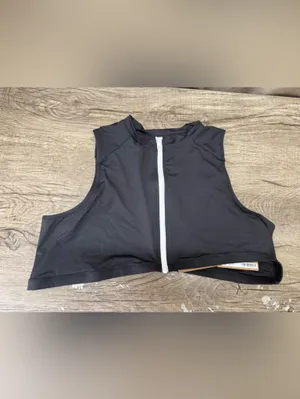 SKIMS‎ Sporty Zipper Swim Mock Neck Top - Onyx Black & White - Sz 4x NWT thumbnail 4