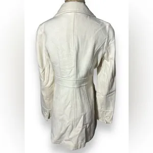 Anthropologie sz M Womens Tulle White Wool Collared Chunky Button Coat‎ Preppy thumbnail 3
