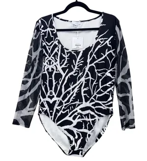Ala‎ von Auersperg Body Suit XL Moon Coral Sheer Nylon Coastal Print Resort Luxe thumbnail 1