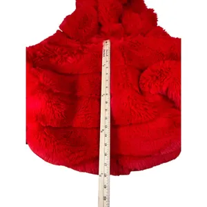 Disney Forever 21 Mickey Mouse Red Faux Fur Cropped Hooded Jacket Women’s M thumbnail 8