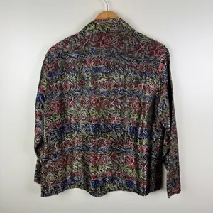 Chicos Floral Silk‎ Button Down Jacket Shirt Sz 2 Large Colorful Boho Maximalist thumbnail 4