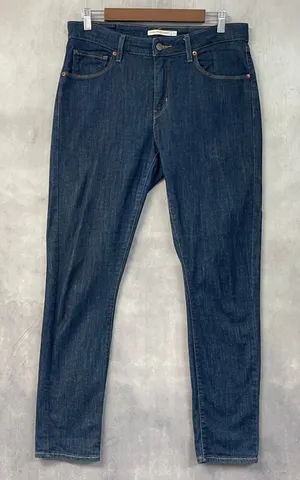 Levis Classic Mid Rise‎ Skinny Jeans Womens 31 Dark Wash Stretch Minimal Indie thumbnail 1