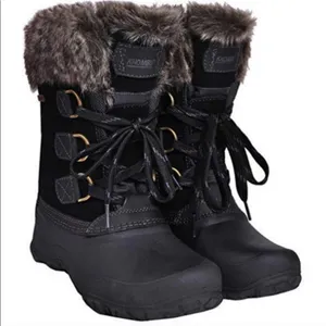 KHOMBU Slope winter boot faux fur black snow school chores size 6 warm commute thumbnail 1