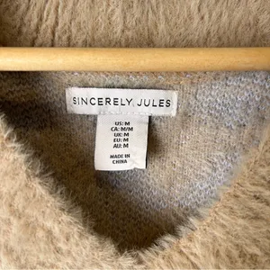 Sincerely Jules Tan and Blue V-Neck Argyle Sweater Vest thumbnail 3