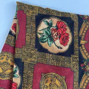 Women's vintage black rose renaissance fruit fringe lightweight fashion scarf‎ thumbnail 3