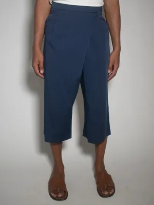 Takei by Jordan Cross Navy Bamboo Pleated Wide Cropped Pant - Size - Medium thumbnail 2