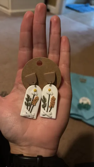 Handmade Clay Earrings Tan thumbnail 2