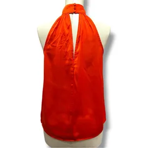 383 Express | NWOT Orange Satin Mock Neck Halter Top (size XS) thumbnail 6