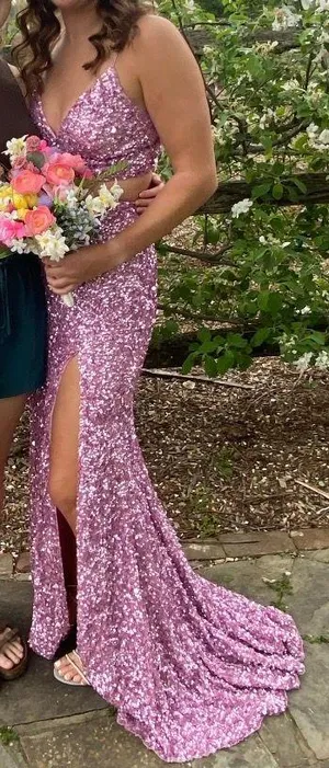 Sherri Hill Pink Two Piece Prom Dress thumbnail 1