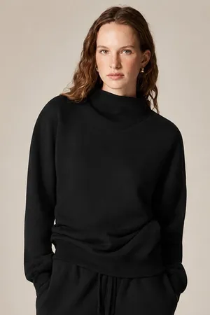 $108 New JCrew Heritage Terry Mockneck Sweatshirt Black Small thumbnail 1